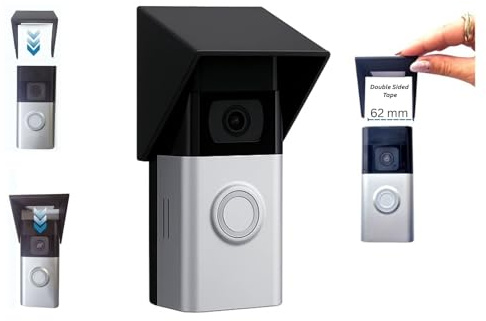 Video Doorbell Rain and Sun Cover – Compatible with Ring Battery Doorbell 3, 3 Plus, 4, and Battery Plus (62 mm Width Only) – 55 mm Extended Weatherproof Anti-Glare Protective Housing – Flat Black 1