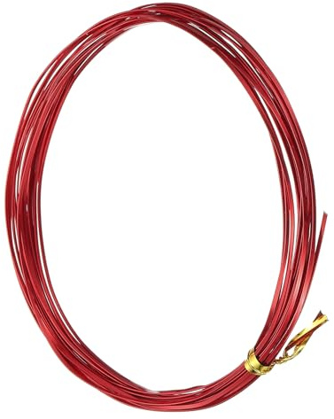 sourcing map 1 rollo de alambre de aluminio plano de calibre 24, alambre suave de 16.4 pies para manualidades de bonsái de flores, tallado, bisel, esculpir gemas, envoltura de metal, color rojo