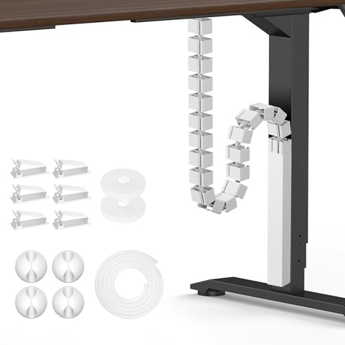 Mimoke Kabelführung Spine Kabelmanagement Magnetkanal Modularer Kabelorganizer für Unter dem Schreibtisch Rechteckiges Design zur Kabeltrennung & Schutz (Weiß)