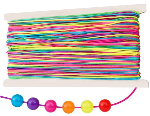 PEAPIN Colorful Bracelet String, Elastic for Bracelet Making(1mm, 50m) | Beading Cords, for Making Jewelry Strings DIY Bracelets Necklaces Beads Handicrafts Decorations