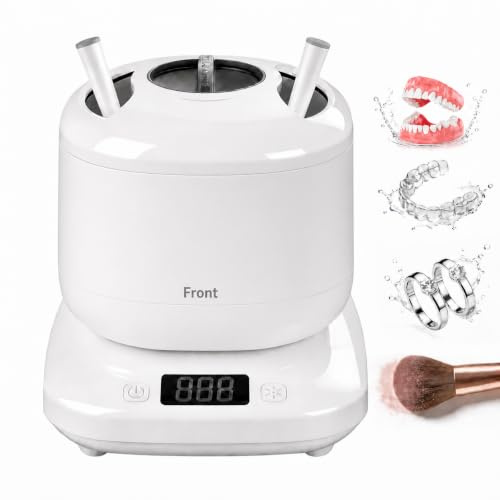 Ultraljudssmycken med avtagbar tank – 42 kHz djuprengöring för ringar, halsband, sminkborstar, 4 lägen med U-V, tyst drift, IPX7 vattentät – också perfekt för hållare och proteser