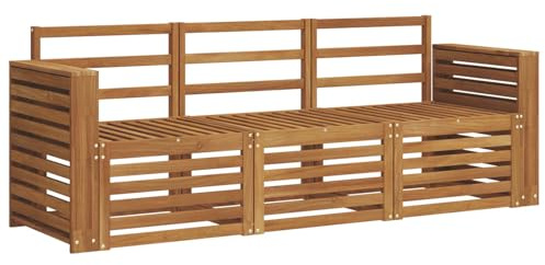 vidaXL Sofagarnituren 3 pcs Natur Massivholz Akazie, Moderne Gartenmöbelsets, wetterfeste Sitzmöbel, Akazien-Sofa, Flexible Lounge-Lösungen für die Terrasse