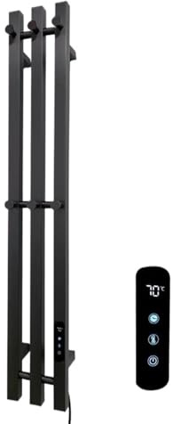 NGTFDCP Scaldasalviette, Scaldasalviette Elettrico riscaldato a Parete Scaldabagno Asciugacapelli Riscaldatore 3 Barre Timer Touch Control WiFi,per Coperte da Accappatoio(Black-Square-A)