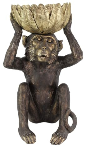Deko-Figur MONKEY 50cm - schwarz gold - Kunststein Schale Handmade