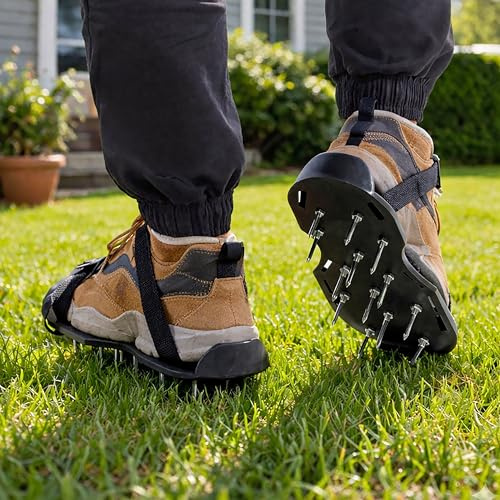 Garden Mile Lawn Aerator Spike Shoes for Grass Care, Pair | Adjustable Straps