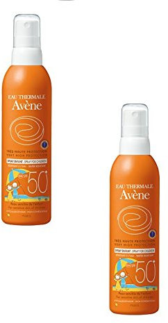 2 Avene Solar Leche Spray Niños Spf 50 + 200 mlx2 fotoprotettore rayos UVA UVB sin perfume, siliconi y parabeni