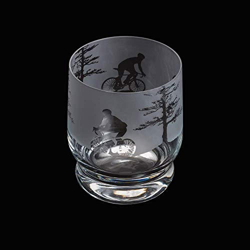 Dartington Crystal Aspect Cycling Tumbler, Single | Cycling Tumbler | 100mm | 35cl | Decorated Glass Features a Detailed 360-degree Etched Frieze of Cycling| Gift for Family or Friends
