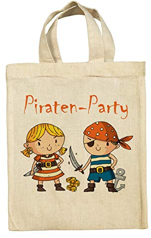 clothinx Lustige Kindergeburtstag Tasche Mitgebsel Beutel im Set mit Geburtstag Motto Piraten 5er Pack