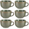Set of 6 Large Green Mugs 400ml Distressed Tea/Coffee/Hot Chocolate Stoneware Coffee Cups Spring Summer Wedding Anniversary Housewarming Kitchen Gift