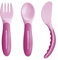 MAM Baby'S Cutlery Set Posate Antiscivolo,con Forchetta, Cucchiaio e Coltello, 6+ Mesi, Rosa