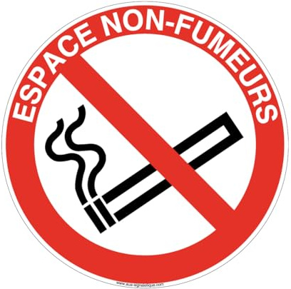 AUA SIGNALETIQUE - Panneau Espace Non Fumeur-R - Ø 130 mm, Aluminium Dibond 3mm