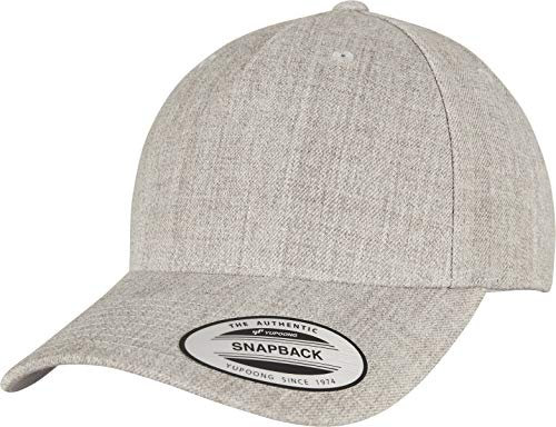 Flexfit Unisex 5789M-YP Classics 5-Panel Premium Curved Visor Snapback Cap Baseballkappe, Heather Grey, one Size