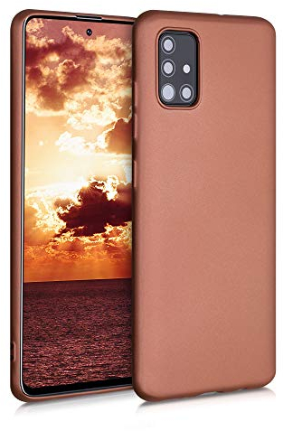 kwmobile Case kompatibel mit Samsung Galaxy A51 Hülle - Schutzhülle aus Silikon metallisch schimmernd - Handyhülle Metallic Bronze