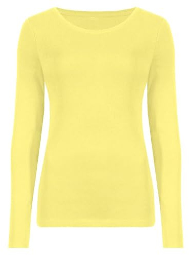 Hamishkane Ladies Long Sleeve Round Neck Plain Casual Basic Stretchy Fitted Womens T-Shirt Top