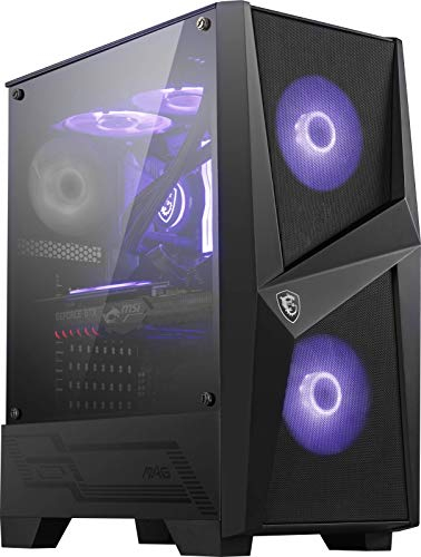 MSI MAG Series - Custodia per PC da gaming per torre medio: pannello laterale in vetro temperato, ventilatori RGB da 120 mm, supporto di raffreddamento a liquido fino a 240 mm