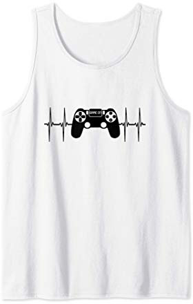 Video Game Geek Controller Gamer Heartbeat On Gaming Tank Top