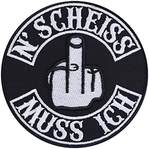 Biker Patches (90x90mm) - N'scheiss muss ich Motorrad Aufnäher - Vintage Aufbügler Patch - Motorrad Zubehör, Accessoires - Morale Patches Lederwesten-Patch