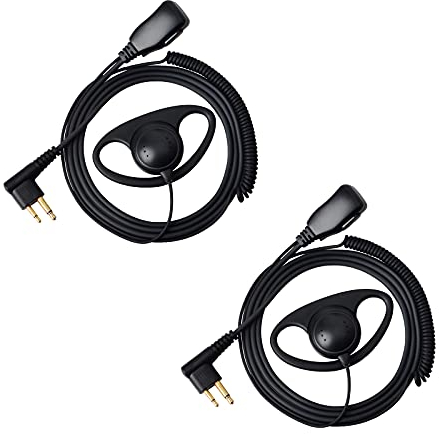 UAYESOK Auricolare radio bidirezionale di sicurezza della polizia a forma di D con microfono PTT per 2 pin Motorola CP040, CP140, Hytera, Midland Accessori per radio bidirezionali (confezione da 2)