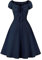 Wellwits Robe vintage pour femme avec devant plissé, Motif à pois, bleu, 46-48