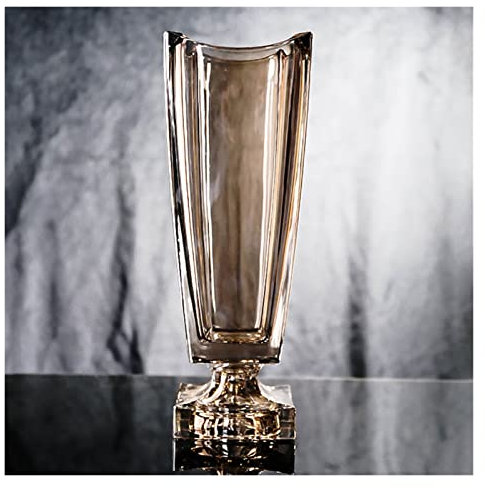 Tarro de flor de flores de cristal de cristal de raya de oro, florero de cristal resistente, jarrones de cristal altos for las flores, jarrón moderno for la sala de estar decoración interior de la sal