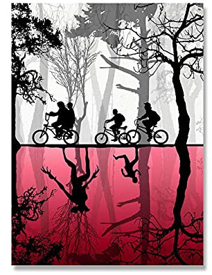 Yuefa Art Wandkunst Leinwand Malerei Stranger Things The Upside Down Nordic Drucke und Poster Bilder Minimalistische TV-Show Wohnkultur 80x100cm (32x39in) Rahmenlos