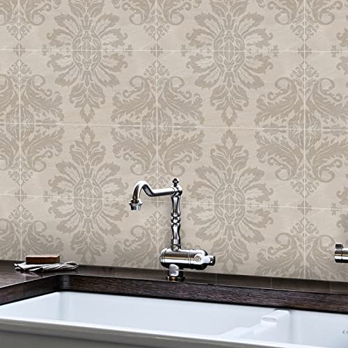Kitchen Tile Stickers 30cm x 60cm Cream Floor Wall Tile Transfers Sticker for Home Decor, Peel & Stick self-Adhesive splashback, DIY Rectangle Stickers