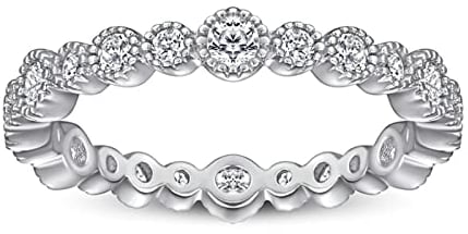 Aotiwe Vintage Ringe Silber, Jewelry Schmuck Damen Spleißen In Runder Form Silber Stil 15 Silber mit Rundschliff Zirkonia Größe 57 (18.1)