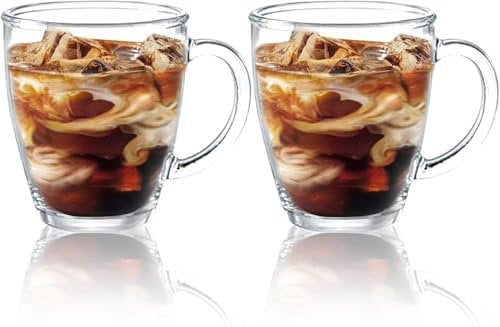 D.M DESIGN•MASTER[2-Stück,350ml] - Latte Macchiato Gläser mit Henkel, Kaffeeglas/Teeglas, Hält lange warm, Perfekt für Latte, Cappuccino, Americano, Tee und Getränke.