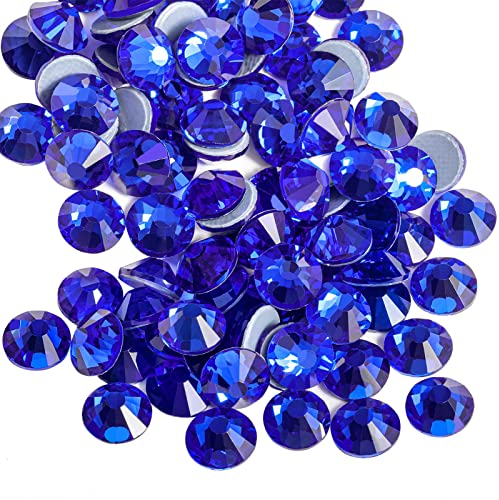 Beadsland Hotfix Pedrería, 1440pcs Flatback Crystal Rhinestones para manualidades Ropa DIY Decoraciones, Zafiro, SS20, 4.6-4.8mm