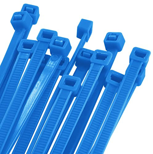 OSXCAUES 100 Pièces 200x4,6 mm Serre-câble Bleu Colliers de Serrage en Plastique Autobloquants professionnels de qualité Résistant Aaux UV pour Gestion Cable