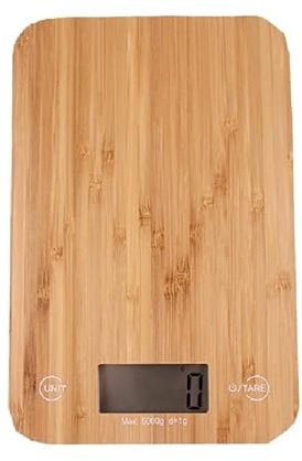 Kitchen Scale Bamboo Digital Kitchen Scale 5kg/1g- Sustainably Crafted, Electronic Scales, Add & Weigh Feature, Backlit LCD Display, oz/ml/lb/g Baked Food Scale