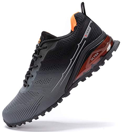 Kricely Traillaufschuhe Herren Leicht Atmungsaktiv Wanderstiefel rutschfest Laufschuhe Outdoor Fitness Straßenlaufschuhe（Grau 41）