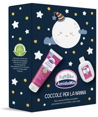 EUPHIDRA AMIDOMIO COFANETTO REGALO BAMBINI COCCOLE PER LA NANNA DOCCIA SHAMPOO 2 IN 1 250ML, OLIO CORPO 200ML