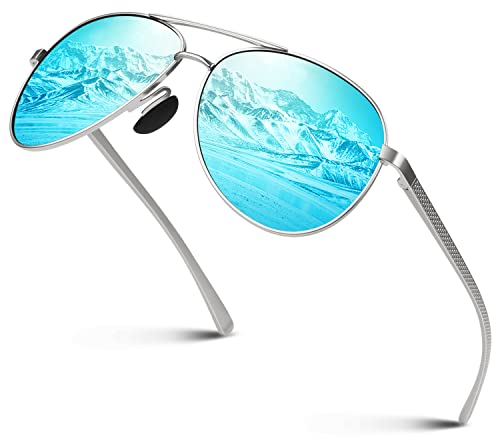 CGID Sonnenbrille Herren Pilotenbrille Prämie Al-Mg Metall Rahmen Polarisiert Fliegerbrille UV400 Schutz CAT3 CE Fahren Angeln