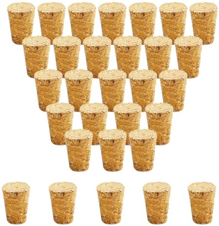 30 tappi in sughero affusolati in legno, riutilizzabili, per bottiglie di bar, artigianato fai da te, accessori da cucina (22 x 17 x 30 mm)