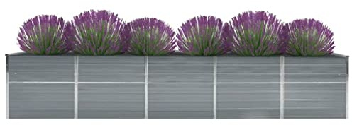 WIFESE Lit SuréLevé De Jardin Acier Galvanisé 400x80x77 Cm Gris Jardinieres Exterieur Jardiniere Bois Jardiniere Balcon Carré Potager Bacs ã Fleurs Rectangulaire
