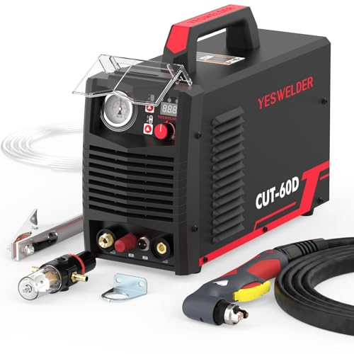 YESWELDER 60Amp Taglio Plasma ad Arco Pilota senza Contatto Non-HF, Ampio Display Digitale LED, Spessore Massimo di Taglio 20mm, 230V Macchina per Taglierina al Plasma