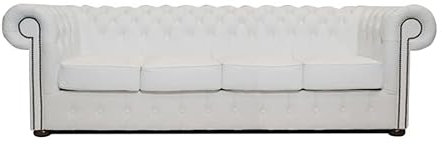 Chesterfield Bank Class Leder | 4-Sitzer | 2 bis 4 Wochen Lieferzeit (Weiß)