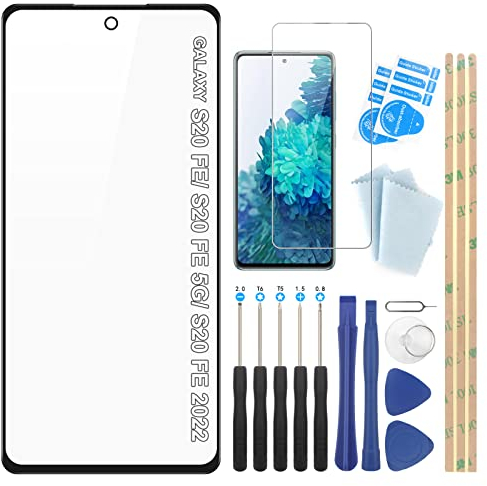 YHX-OU Écran avant en verre de 6,5 pour Samsung Galaxy S20 FE SM-G780 S20 FE 5G SM-G781S20 FE 2022 SM-G781NK Kit de réparation + outils + 3M + film de protection d'écran