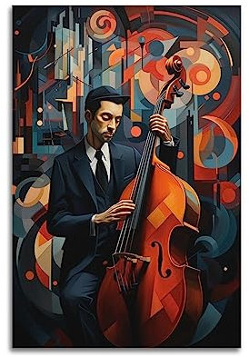 JIYUN Musikposter Jazz und Cello-Poster, dekoratives Gemälde, Leinwand, Wandposter und Kunstdruck, modernes Familienschlafzimmer-Dekor-Poster, 30 x 45 cm