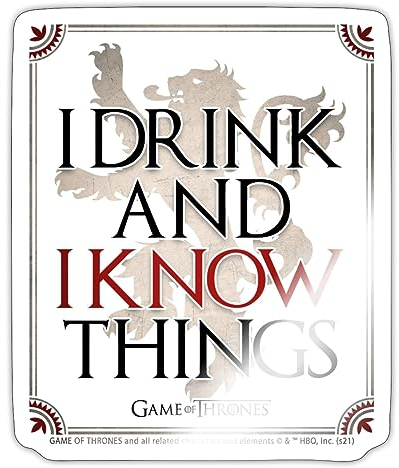 Spreadshirt Game Of Thrones I Drink And I Sticker, max. 10 x 10 cm, 10 x 10 cm, Weiß glänzend