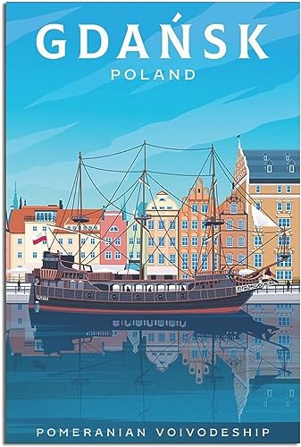 Dekorative Gemälde Polen Danzig Woiwodschaft Pommern Vintage Reiseposter Leinwand Home Decor Malerei Wand Kunst Zimmer Poster die Ungerahmt 30x45cm