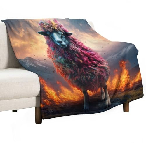 Decke Tier Schaf - Kuscheldecke Tagesdecke Sofa Wolldecke, Blanket Überwurfdecke Sofadecke Wohndecke, Flauschige Couchdecke Merinodecke, Flauschig Warm Plaid 100x130