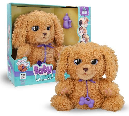 Baby Paws Labradoodle, Peluche Interactivo, Perrito Que Responde a Tus Estímulos con Muchas Funciones E Incluye una Bolsa para Llevarlo Contigo, Niños y Niñas de 4 Años o Más