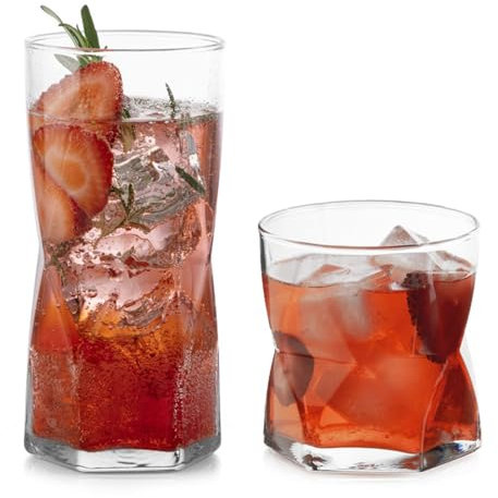Libbey Rhombus Gläser mit Gläsern, 16 Stück