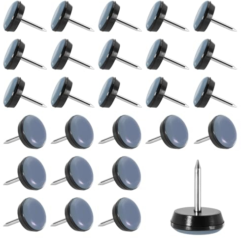 40 Pièces Patins pour Chaises 26mm en Téflon Patins pour Meubles Ronde Patin Chaise a Clouer Protéger Les carrelages, Les sols en Bois, Les chaises, Les Tables et Les Lits