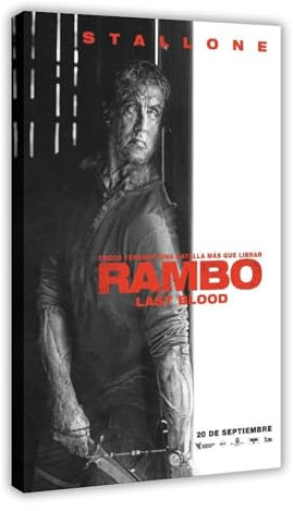 NWGACS Rambo Filmposter Last Blood 20.3 cm auf Leinwand, Schlafzimmer-Dekor, Sportlandschaft, Büro, Raumdekoration, Geschenk, Rahmen-Stil, 50 x 75 cm