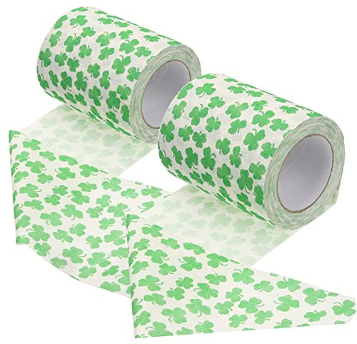 2 Rollen große Handtücher, grüne Papierrolle, Weihnachtsgeschenke, Badeseidenpapier, Seidenserviettenpapier, St. Patricks Day, Partygeschenke, Drucken, Toilettenpapier, Toilettenpapier-Füller, Tablett