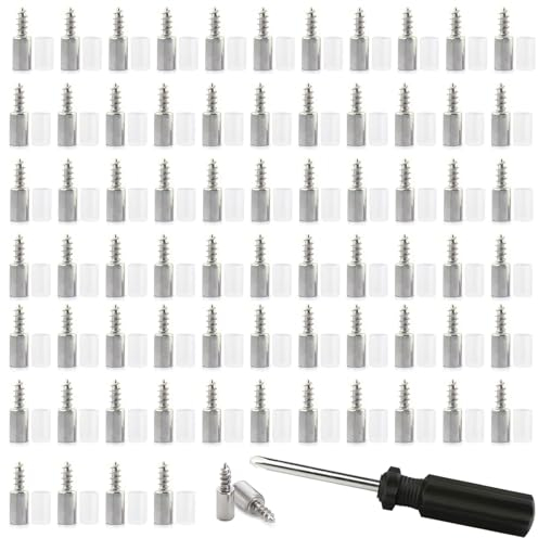 70 Pezzi Supporti per Mensole, Perni per Mensole a Vite Ø7,5mm, Pioli di Supporto per Mensole con Copertura antisc, Ganci per Mensole, Perni dei Supporti Dello Scaffale, per Ripiani in Legno e Vetro