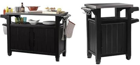 KETER Desserte Barbecue Unity XL – 207 litres & Mini desserte Barbecue Unity - Gris - 105 litres